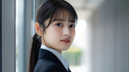 就職活動をする日本児の若い女性