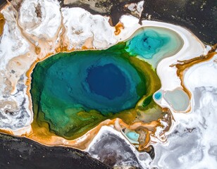 Aerial view of hot spring colors