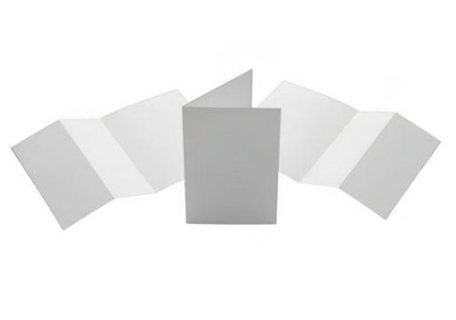 Folded paper card with unfolded sides isolated on transparent background - Powered by Adobe