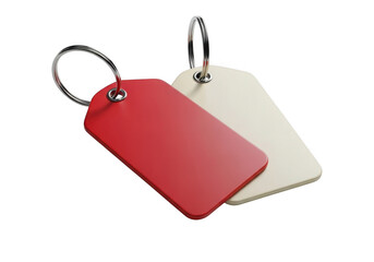 Two blank key tags red and white isolated on transparent background