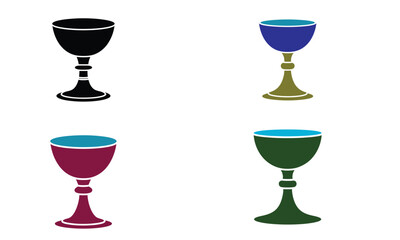 Colorful goblet icon set with cup design on white background  

