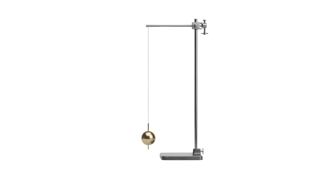 Simple Pendulum with Brass Bob and Metal Stand on a Black Background physics science isolated on a transparent background