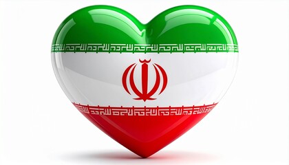 A heart-shaped rendering of the Iranian flag