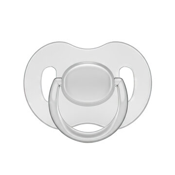 White Baby Pacifier Soother With Ring Handle On Transparent Background Isolated Object Studio Shot Clean Simple Minimalist Design