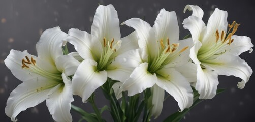 White lily flowers unfurl their trumpet-shaped center,  trumpet,  petal