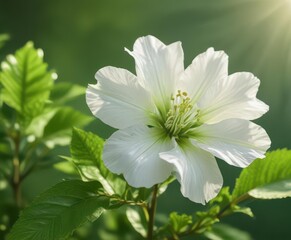 White Kala flower on bright green background with sunlight and leaves ,  spring,  greenery