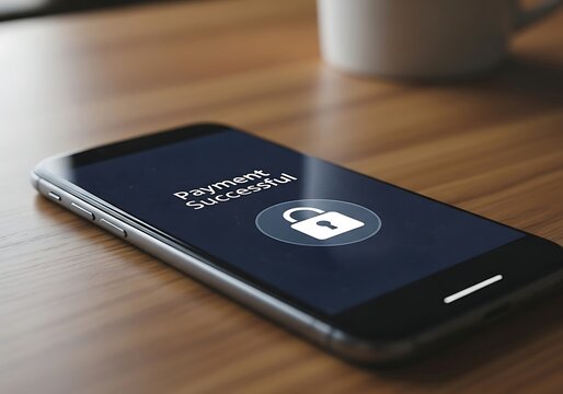 Secure Mobile Payment Smartphone Displaying Payment Successful Notification