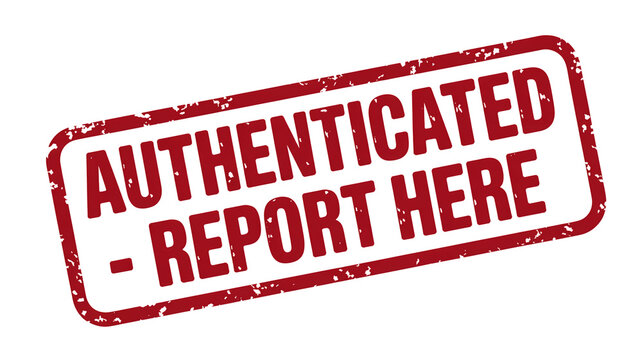 Red rubber stamp authenticated report here image