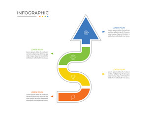 Business step timeline infographic arrow template. Modern milestone element timeline 4 options