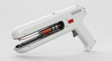 Modern handheld medical instrument displays internal mechanism through cutaway view