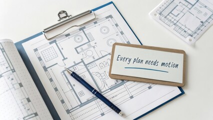 Blueprint with Note Emphasizing Action Required for Successful Planning and Execution of Design Concepts in Architecture Projects