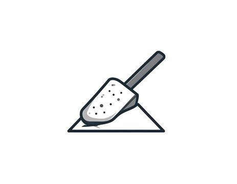 Black and white illustration of a trowel resting on a triangular stand, suggesting construction or repair