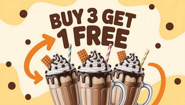 Irresistible chocolate milkshake offer buy three get one free promotion