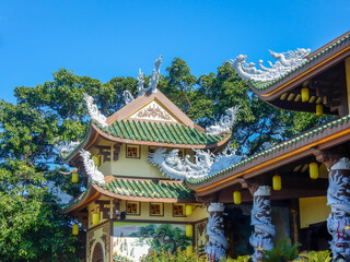 Fototapeta premium Da Nang City, Vietnam, 08.08.2025: details view of Chua Linh Ung Pagoda.