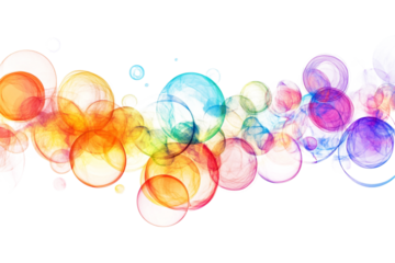 Abstract flowing pattern of colorful transparent bubbles design