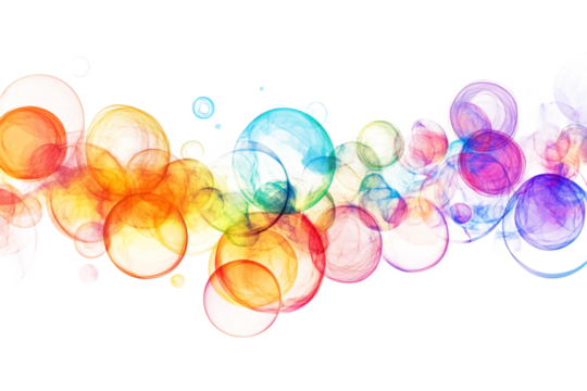Abstract flowing pattern of colorful transparent bubbles design