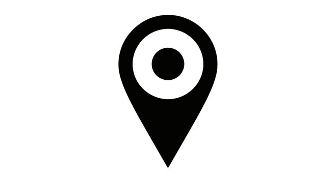 Bold black location marker icon symbolizing destination, navigation, and pinpoint accuracy for modern digital interfaces and maps