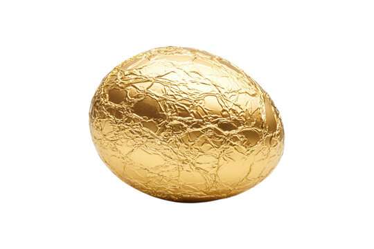 Shiny golden foil easter egg isolated luxury treat candy prize