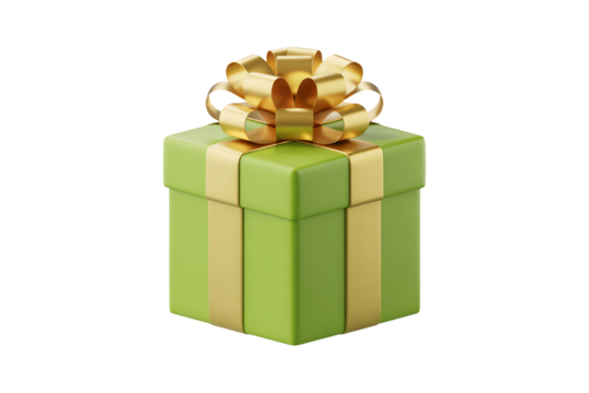 Elegant green gift box with gold ribbon, perfect for celebrations, holidays, or special occasions, conveying joy and excitement. - Powered by Adobe