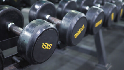 Weightlifting equipment in a gym setting