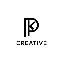 Simple KP PK Initial Logo in Modern Geometric Style for Minimal Business Branding and Corporate Identity Vector Design