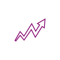 Purple and pink zigzag arrow pointing upwards isolated on transparent background
