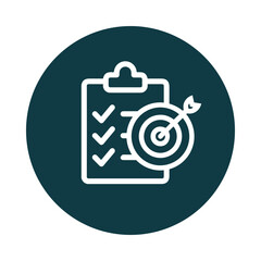 Checklist and target icon representing goals and success isolated on transparent background