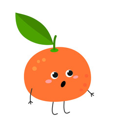 Funny orange isolated on white background