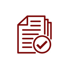 Red document with check mark icon isolated on transparent background