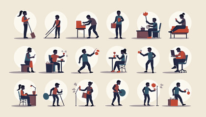Business people collection vector icon set team illustration