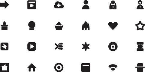 Set of black business and medical vector icons for web design