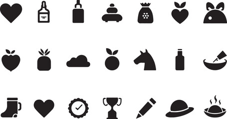 Vector black silhouette food and drink icons set sign illustration