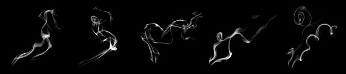 Abstract white smoke waves on black background, creating elegant swirls and curves. Perfect for...