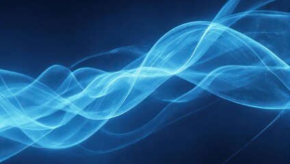 Fototapeta premium Abstract blue flowing energy waves on dark background.