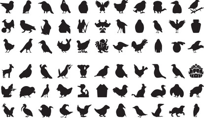 Black floral silhouettes vector illustration set for design pattern