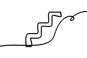 Illustration of a staircase with a continuous line design. An interesting abstract line design.