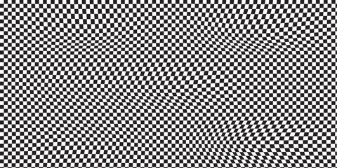 Black and white checkerboard pattern background. Classic checkered race flag car finish line or start line. Flat vector illustration isolated on white background.