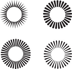 Hand Drawn Black Design Elements, Circle Design Elements Vector, Linear Drawing, Vintage Retro Style on Background