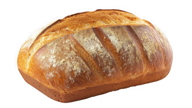 Loaf of crusty bread isolated on transparent background, freshly baked and tasty - Powered by Adobe