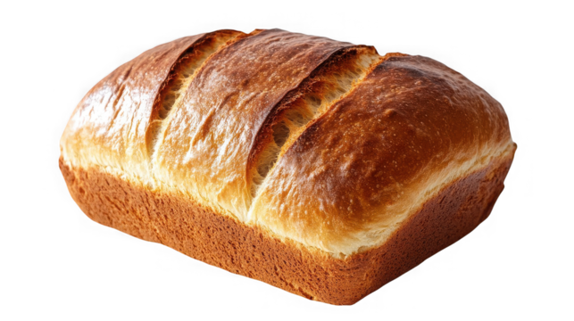 Freshly baked loaf of bread isolated on transparent background, ready to eat