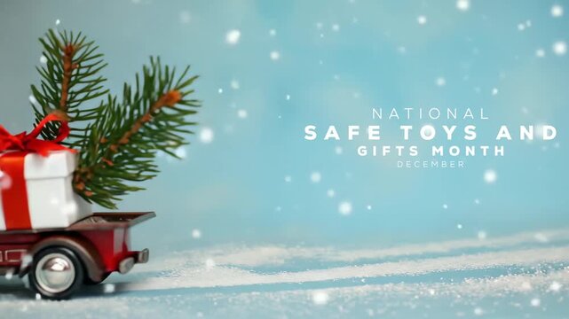 National Safe Toys and Gifts Month. a gift is coming in the car.
