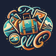 Vintage Travel Adventure Backpack Luggage Map