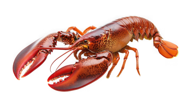 Fresh red lobster isolated on transparent background, a delicious seafood delicacy
