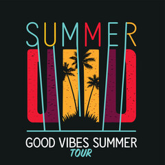 Summer Good Vibes Retro Typography T-Shirt Design