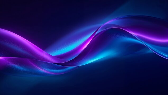 Aurora-like luminous curves in electric blue and ultraviolet purple, smooth glass-like gradients, cosmic soft glow, deep dark background, futuristic atmosphere, AMOLED wallpaper.