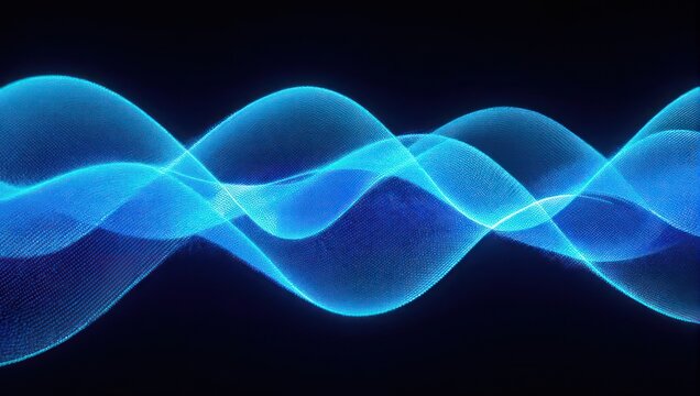 Abstract Blue Waveform Sound Visualization.