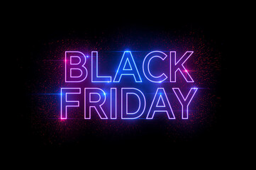 Black Friday Sale Event: Neon Glowing Text on Dark Background
