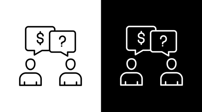 Price Negotiation  White Icon Set Design