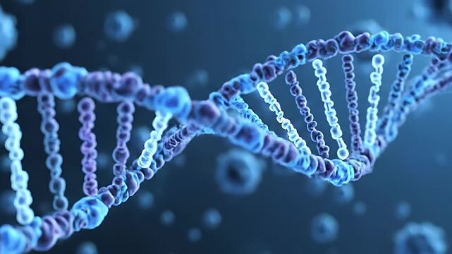Seamless Animation of Rotating Blue DNA Helix Structure Genetic Research