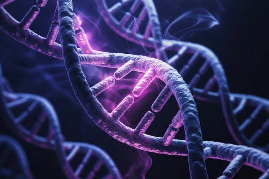 Dna double helix glowing structure